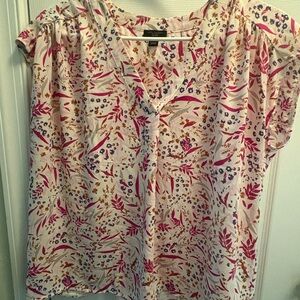 Ann Taylor Pink and Purple Ruffled Blouse